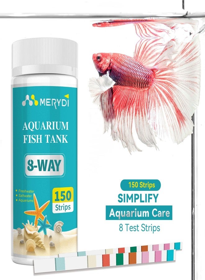Merydi Aquarium Test Strips,8 Way Aquarium Ammonia Test Strips for Saltwater Freshwater Aquariums,Pond Fish Tanks,150 Aquarium Test Kit-Test pH, Alkalinity,Nitrate,Ammonia and More - Image 3